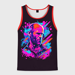 Майка-безрукавка мужская Jason Statham - pop art, цвет: 3D-красный