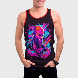 Майка-безрукавка мужская Jason Statham - pop art, цвет: 3D-красный — фото 2