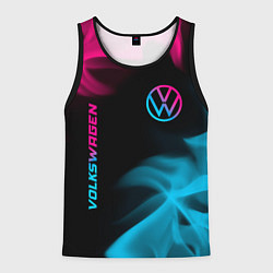 Майка-безрукавка мужская Volkswagen - neon gradient: надпись, символ, цвет: 3D-черный