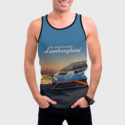Майка-безрукавка мужская Lamborghini Huracan STO - car racing, цвет: 3D-черный — фото 2