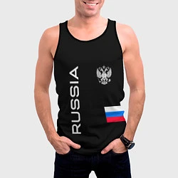 Майка-безрукавка мужская Россия и три линии на черном фоне, цвет: 3D-черный — фото 2