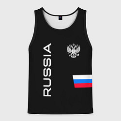 Майка-безрукавка мужская Россия и три линии на черном фоне, цвет: 3D-черный