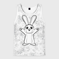 Майка-безрукавка мужская Счастливый кролик и снежинки, цвет: 3D-белый
