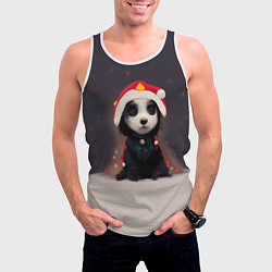 Майка-безрукавка мужская Пёсель - панда в колпаке, цвет: 3D-белый — фото 2