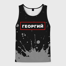 Майка-безрукавка мужская Георгий - в красной рамке на темном, цвет: 3D-черный