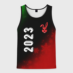 Майка-безрукавка мужская 2023 Кролик суровый: надпись, символ, цвет: 3D-черный