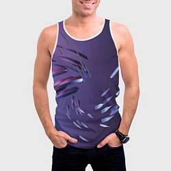 Майка-безрукавка мужская Фиолетовый абстрактный фон и стеклянные лезвия, цвет: 3D-белый — фото 2