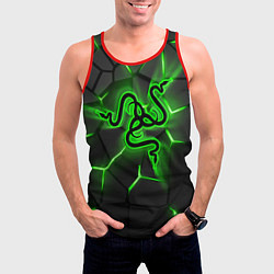 Майка-безрукавка мужская Razer neon logo, цвет: 3D-красный — фото 2