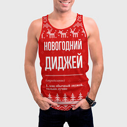 Майка-безрукавка мужская Новогодний диджей: свитер с оленями, цвет: 3D-красный — фото 2
