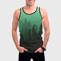 Майка-безрукавка мужская Зелёный туманный лес, цвет: 3D-черный — фото 2