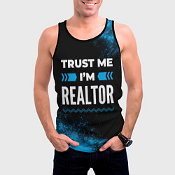 Майка-безрукавка мужская Trust me Im realtor dark, цвет: 3D-черный — фото 2