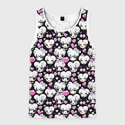 Майка-безрукавка мужская Ахегао и сердечки, цвет: 3D-белый