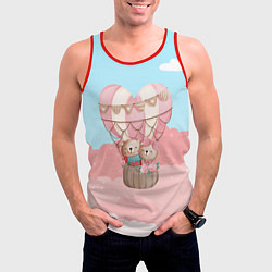Майка-безрукавка мужская Мишки летят на воздушном шаре, цвет: 3D-красный — фото 2