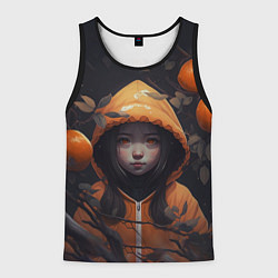 Майка-безрукавка мужская Девочка в оранжевой толстовке, цвет: 3D-черный