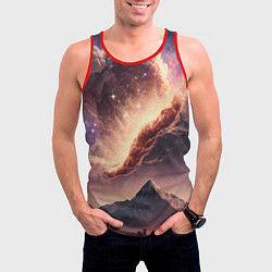 Майка-безрукавка мужская Космос и звезды в небе над горами, цвет: 3D-красный — фото 2