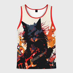 Майка-безрукавка мужская Black rocker cat on a light background - C-Cats co, цвет: 3D-красный