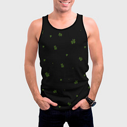 Майка-безрукавка мужская Четырехлистный клевер на черном фоне, цвет: 3D-черный — фото 2
