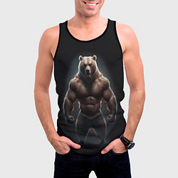 Майка-безрукавка мужская Сильный медведь спортсмен, цвет: 3D-черный — фото 2