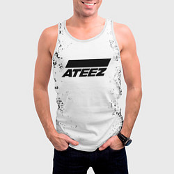 Майка-безрукавка мужская Ateez black and white, цвет: 3D-белый — фото 2