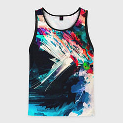 Майка-безрукавка мужская Разноцветные мазки краски, цвет: 3D-черный