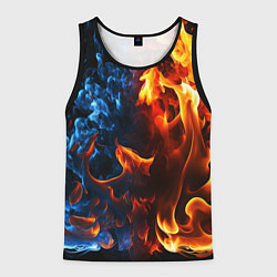 Майка-безрукавка мужская Битва огней - два пламени, цвет: 3D-черный