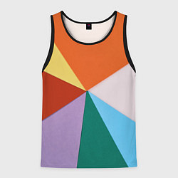Майка-безрукавка мужская Разноцветные пересекающиеся треугольники, цвет: 3D-черный