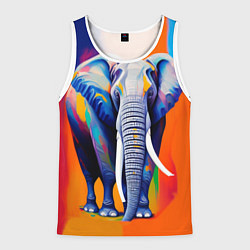 Майка-безрукавка мужская Слон красочный, цвет: 3D-белый