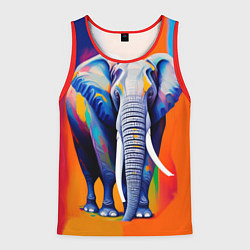 Майка-безрукавка мужская Слон красочный, цвет: 3D-красный