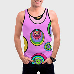 Майка-безрукавка мужская Разноцветные круги, цвет: 3D-черный — фото 2
