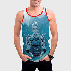 Майка-безрукавка мужская Девушка распадается на частицы, цвет: 3D-красный — фото 2