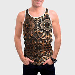 Майка-безрукавка мужская Золотой узор - паттерн, цвет: 3D-белый — фото 2