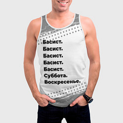 Майка-безрукавка мужская Басист: суббота и воскресенье, цвет: 3D-белый — фото 2