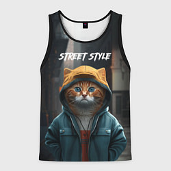 Майка-безрукавка мужская Street cat, цвет: 3D-черный