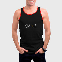 Майка-безрукавка мужская Надпись smile, цвет: 3D-красный — фото 2