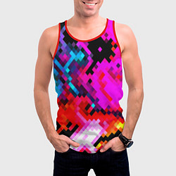 Майка-безрукавка мужская Pixel neon mosaic, цвет: 3D-красный — фото 2