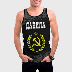 Майка-безрукавка мужская Данила и желтый символ СССР со звездой, цвет: 3D-черный — фото 2