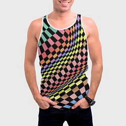 Майка-безрукавка мужская Colorful avant-garde chess pattern - fashion, цвет: 3D-белый — фото 2