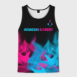 Мужская майка без рукавов Assassins Creed - neon gradient: символ сверху