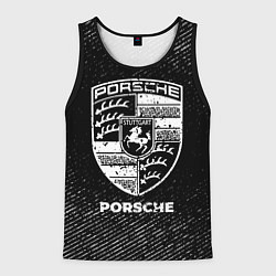 Майка-безрукавка мужская Porsche с потертостями на темном фоне, цвет: 3D-черный