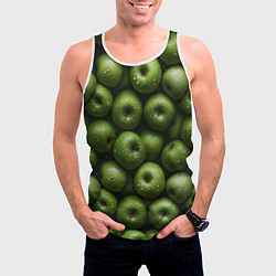 Майка-безрукавка мужская Сочная текстура из зеленых яблок, цвет: 3D-белый — фото 2