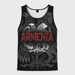 Майка-безрукавка мужская Герб Армении с надписью Armenia, цвет: 3D-черный