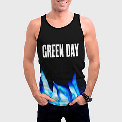 Майка-безрукавка мужская Green Day blue fire, цвет: 3D-черный — фото 2