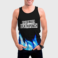 Майка-безрукавка мужская Five Finger Death Punch blue fire, цвет: 3D-черный — фото 2