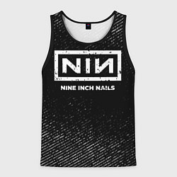 Майка-безрукавка мужская Nine Inch Nails с потертостями на темном фоне, цвет: 3D-черный