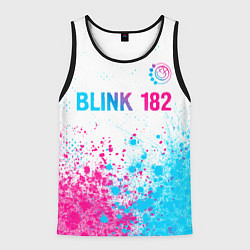 Мужская майка без рукавов Blink 182 neon gradient style: символ сверху