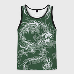 Мужская майка без рукавов Татуировка дракона на зеленом фоне