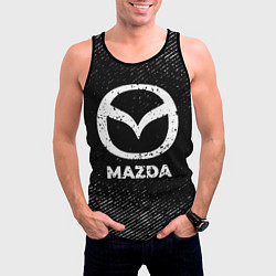 Майка-безрукавка мужская Mazda с потертостями на темном фоне, цвет: 3D-черный — фото 2