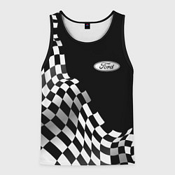 Майка-безрукавка мужская Ford racing flag, цвет: 3D-черный