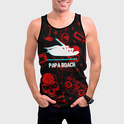 Майка-безрукавка мужская Papa Roach rock glitch, цвет: 3D-черный — фото 2
