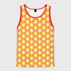 Майка-безрукавка мужская Узор с оранжевыми, желтыми и белыми треугольниками, цвет: 3D-красный